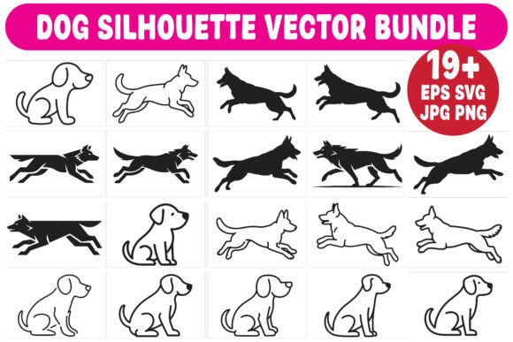 A Designer's Take on the Dog Silhouette Vector Bundle