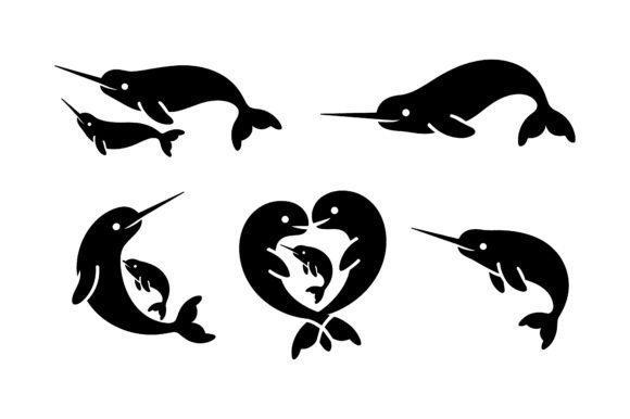 A Practical Review of the Narwhal Family Vector Silhouette