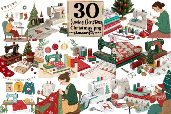 Christmas Sewing Machine PNG Bundle: A Designer’s Review