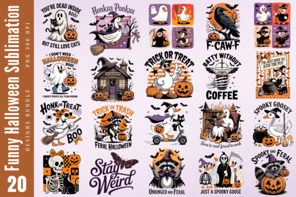Funny Halloween Sublimation Designs for Embroidery Use