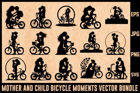 Mother Child Bicycle Moments Vector: A Designer's Take