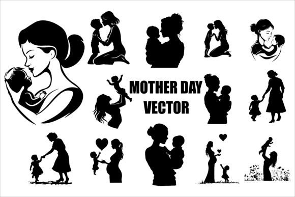 Mother’s Day Silhouette Vector Set